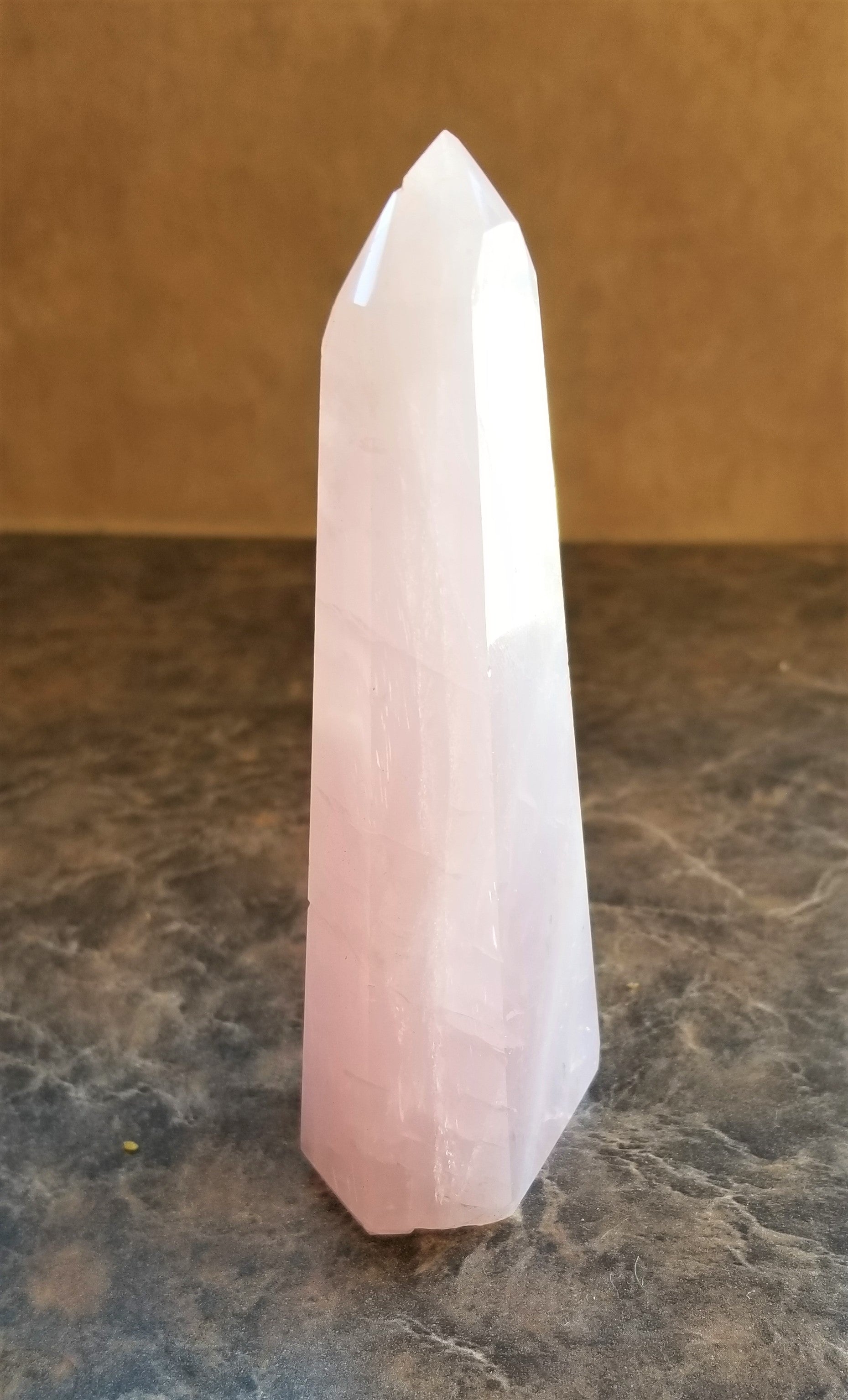 Delicate Pink Rose Quartz Generator 4-1/2 " tall Perfect for Meditation, Decor, Feng Shui