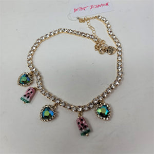 Betsey Johnson Popsicle & Rhinestone Heart Necklace Sparkling