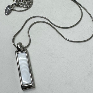 Vintage Lia Sophia Reversible Pendant White to Black Silvertone Snake chain