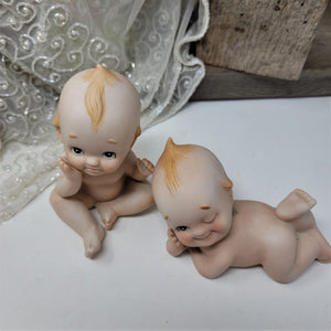 Vintage Lefton Babie Kewpie figurines Twins Winking