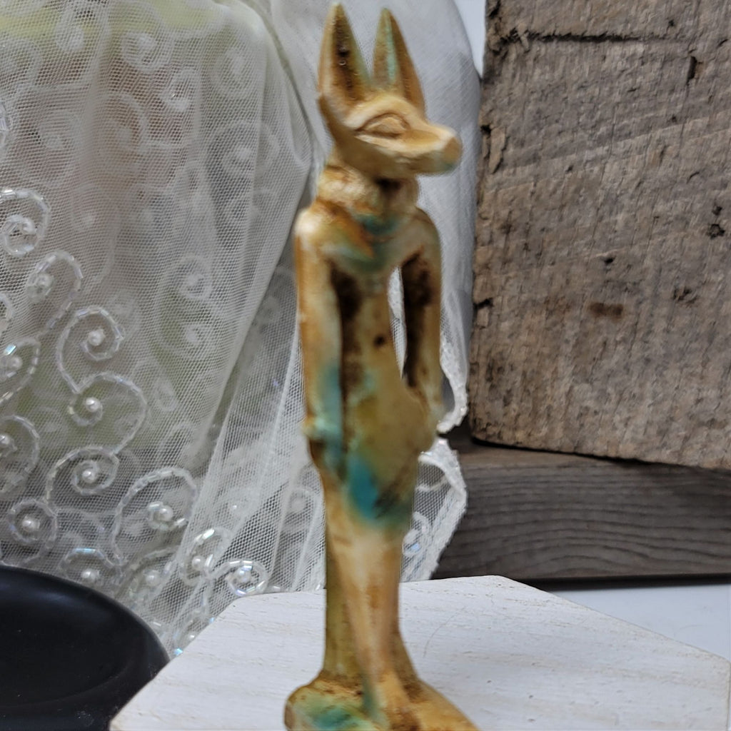 Vintage Ejyptian Statue of Anubis  Figurine 4" by  1"  Clay