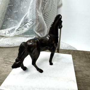 Vintage Metal Horse Figurine 2-3/4" tall Reins