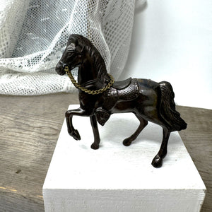Vintage Metal Horse Figurine 2-3/4" tall Reins