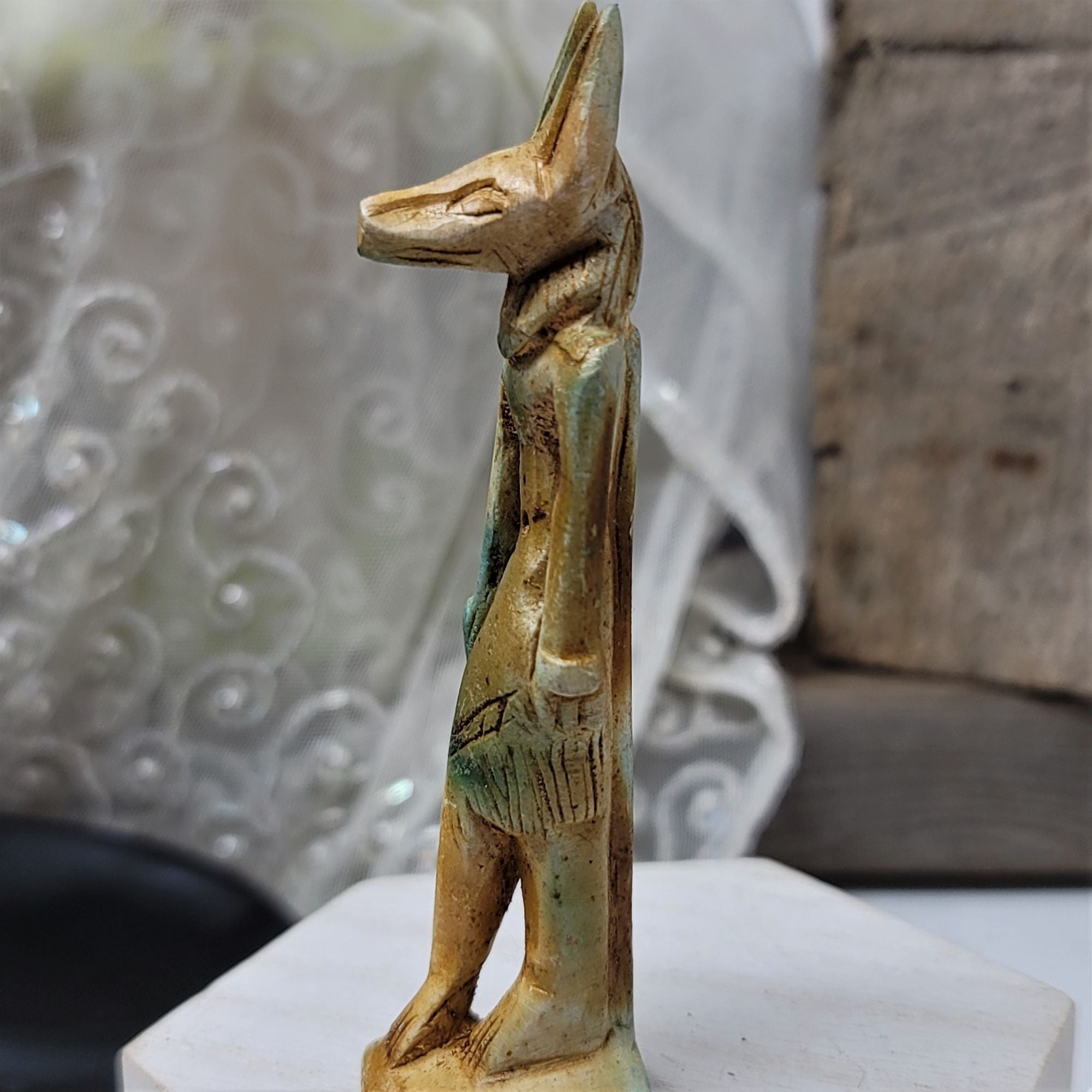 Vintage Ejyptian Statue of Anubis  Figurine 4" by  1"  Clay