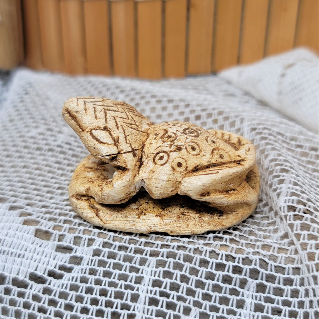Vintage Clay Frog Bead Figurine from Egypt Large