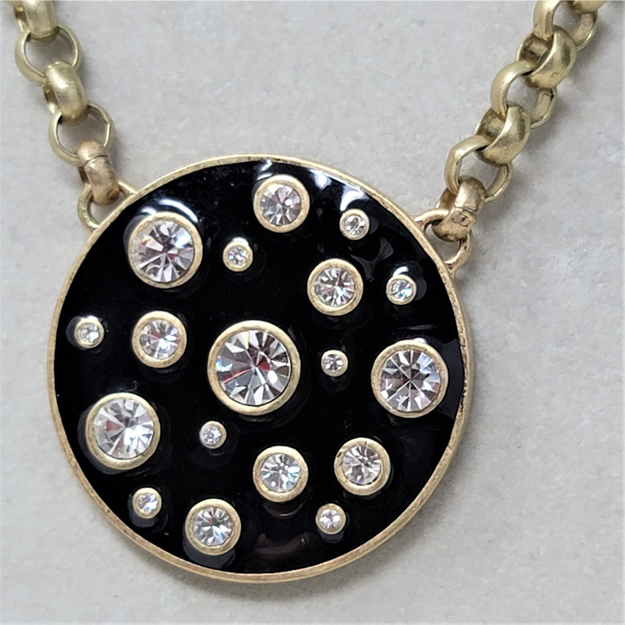 Enameled Rhinestone Necklace by Kiam Family Gold