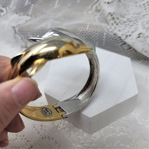 Dolphin Bangle Bracelet Hinged Gold & Silver