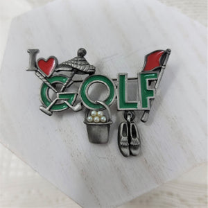 Fun Golf Pin Brooch Dangling Golf Shoes & Golf Balls