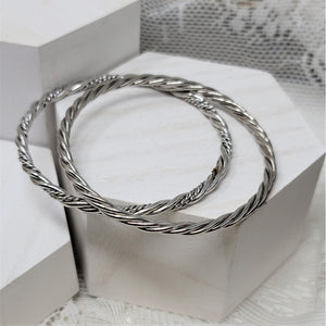 Gorgeous Matching Silver Bangle Bracelets Twist Design