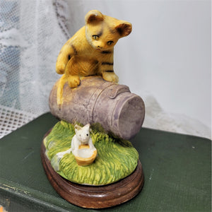 Cat & Mouse Figurine Vintage Tabby Kitty