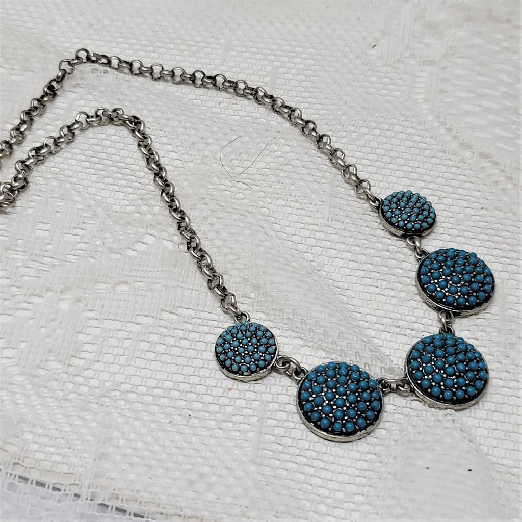 Fun Silver Tone Turquoise Choker Necklace