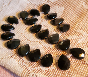 Rainbow Obsidian beads Tear drop shape dangle black faceted Natural Stone