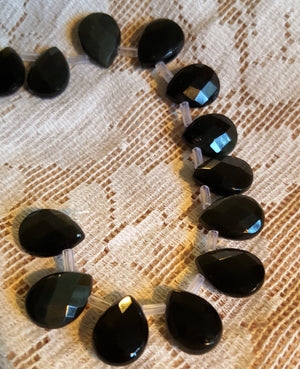 Rainbow Obsidian beads Tear drop shape dangle black faceted Natural Stone