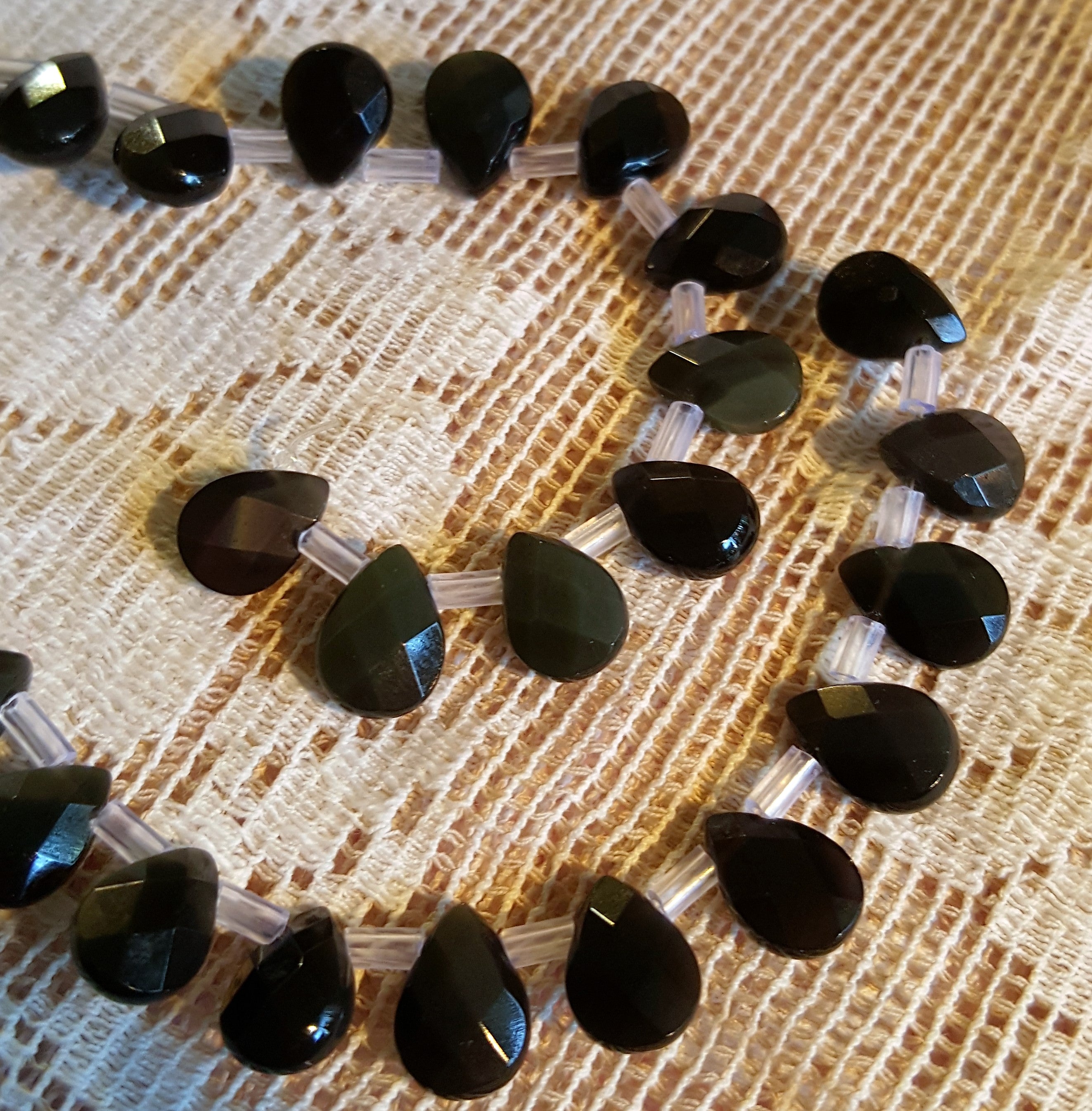 Rainbow Obsidian beads Tiny Tear drop shape dangle black faceted Faceted