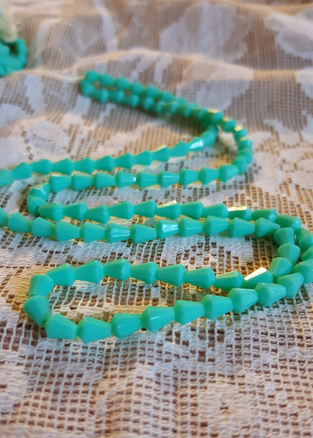 Vintage Lucite beads West German Turquoise faceted cone bell shape loose beads
