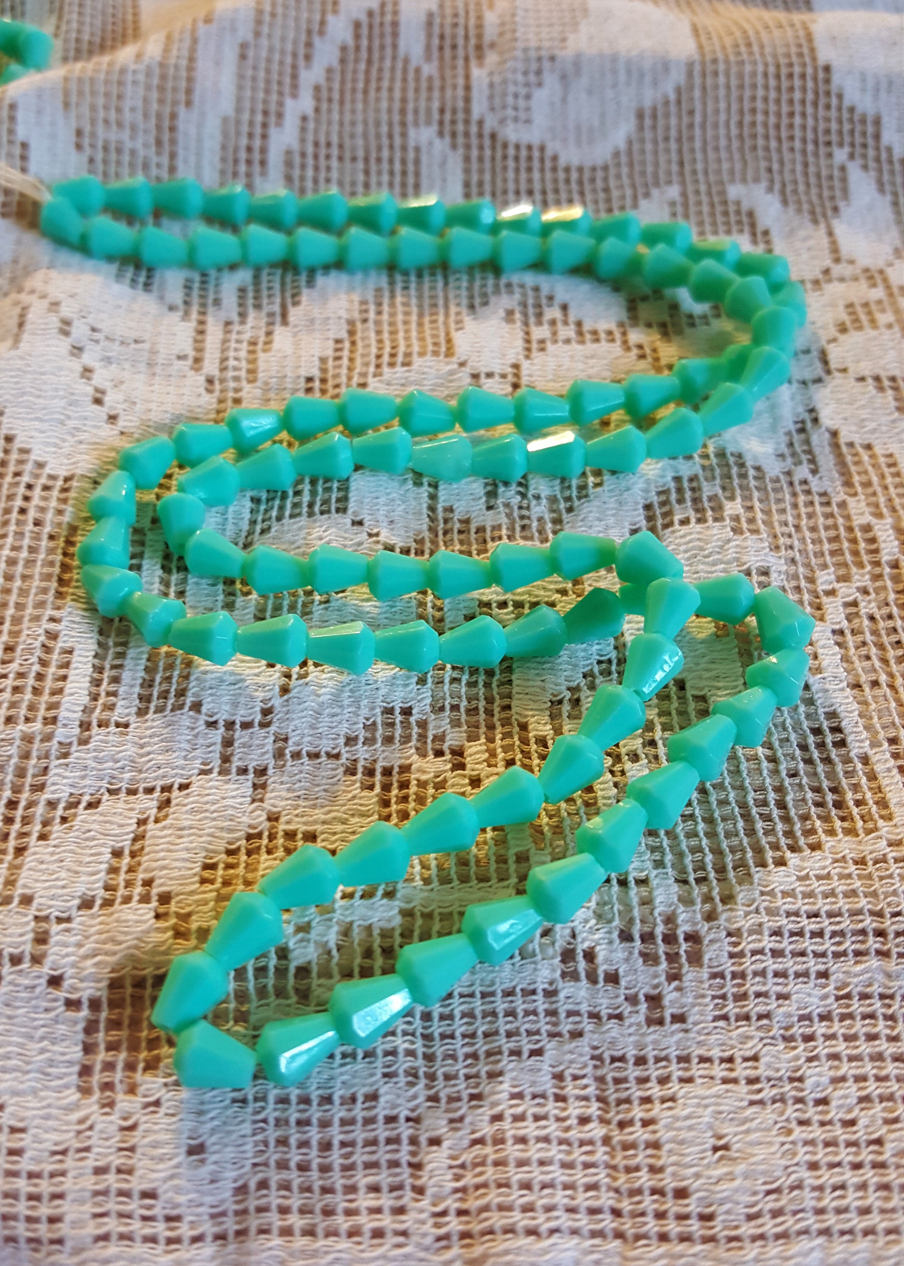 Vintage Lucite beads West German Turquoise faceted cone bell shape loose beads