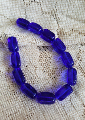 Beautiful Cobalt Blue Glass beads from the Czech Republic Transparent chunky shape 14mm