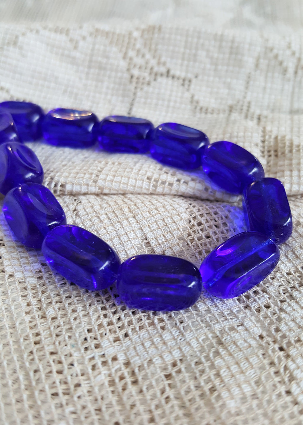 Beautiful Cobalt Blue Glass beads from the Czech Republic Transparent chunky shape 14mm