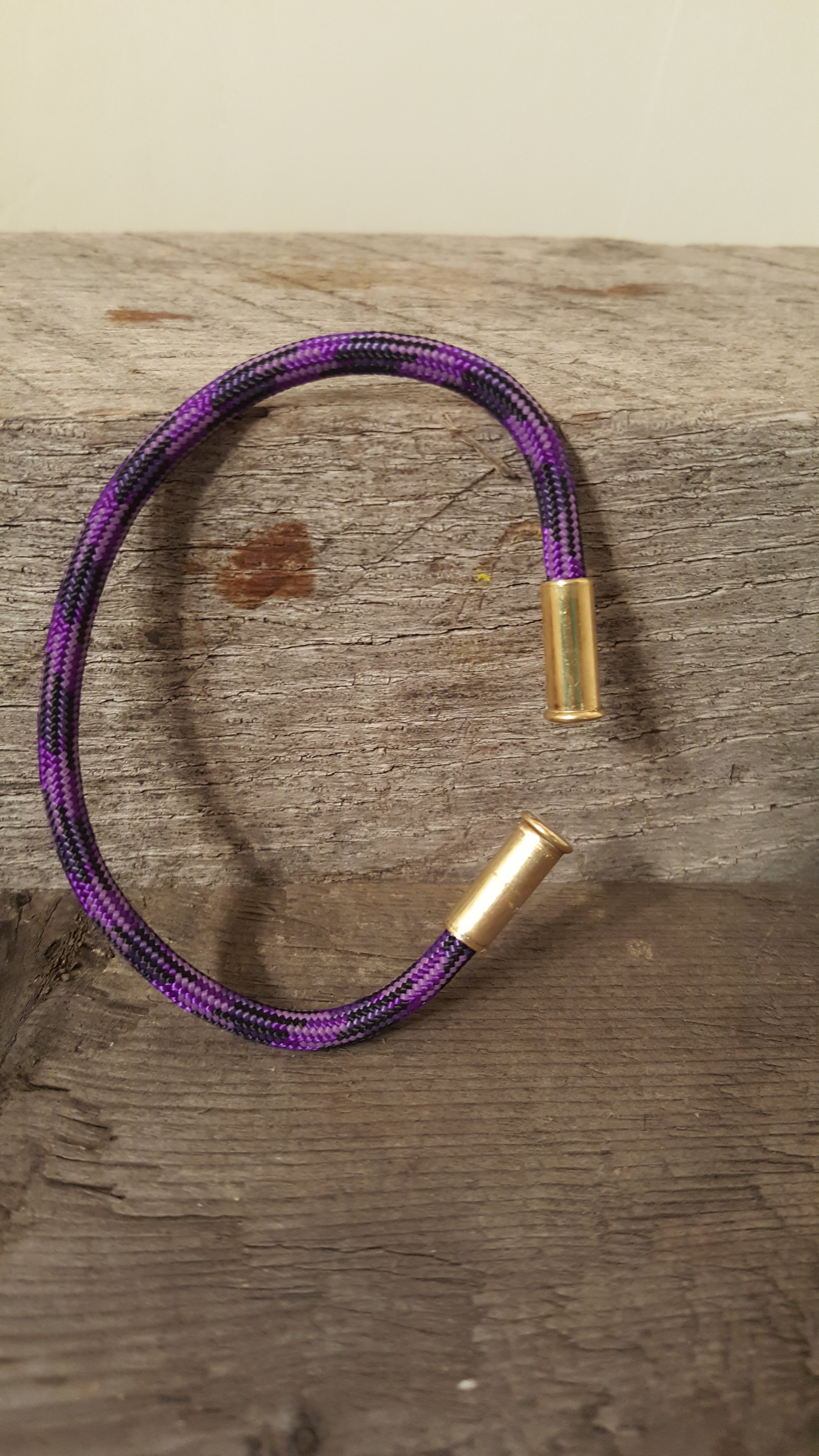 Thin style Paracord Ammo Bracelet Purple Black 22 LR bullet castings Great 4 Gals and Guys