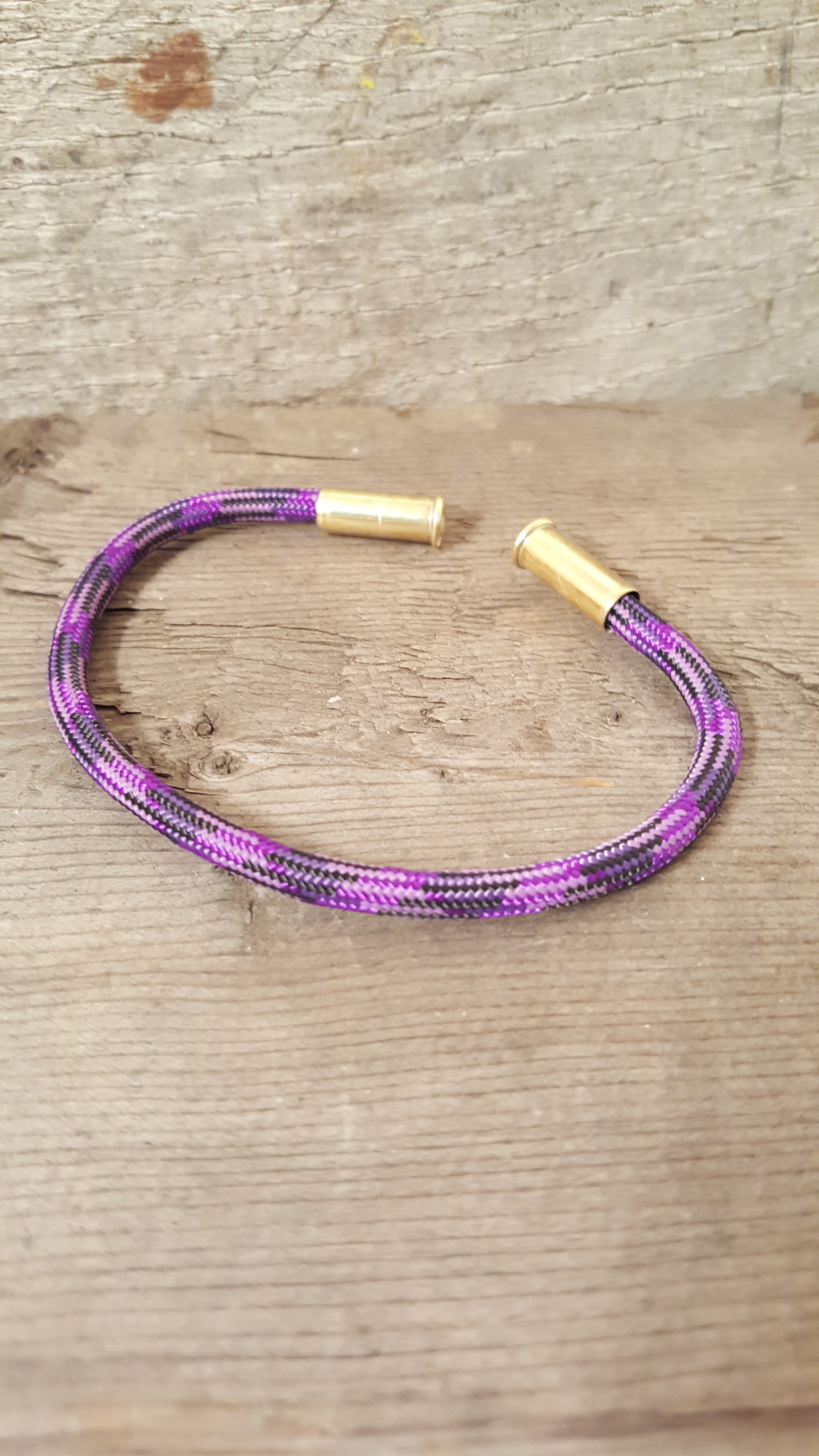 Thin style Paracord Ammo Bracelet Purple Black 22 LR bullet castings Great 4 Gals and Guys