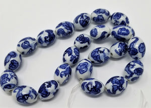 Asian Style Bird Beads Blue and White Porcelain Beads