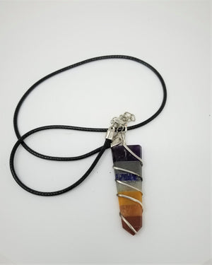 7 Chakra Pendulum Gemstone Pendant Wire wrapped Handmade