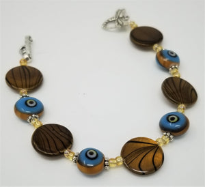 Handmade Beaded Bracelet Mother of Pearl Evil Eye protection