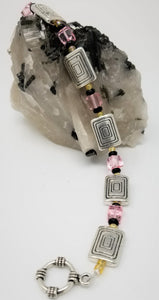 Handmade Modern Bracelet with Swarovski Light Rose Crystals