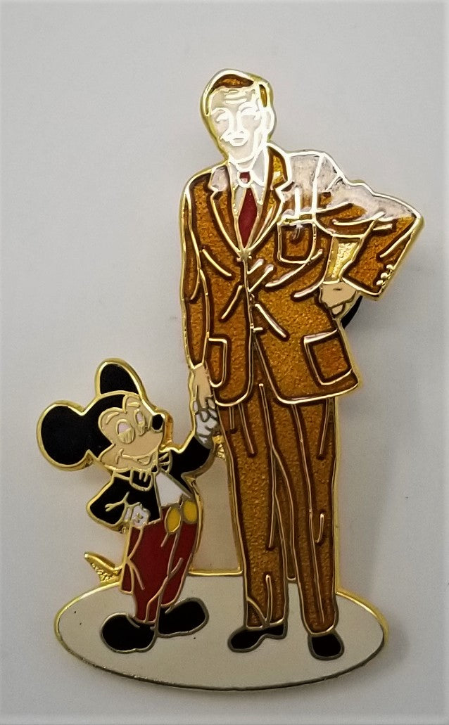 Rare Authentic Disney Pin 7535 Walt & Mickey Partners Statue Credit Union MI-5