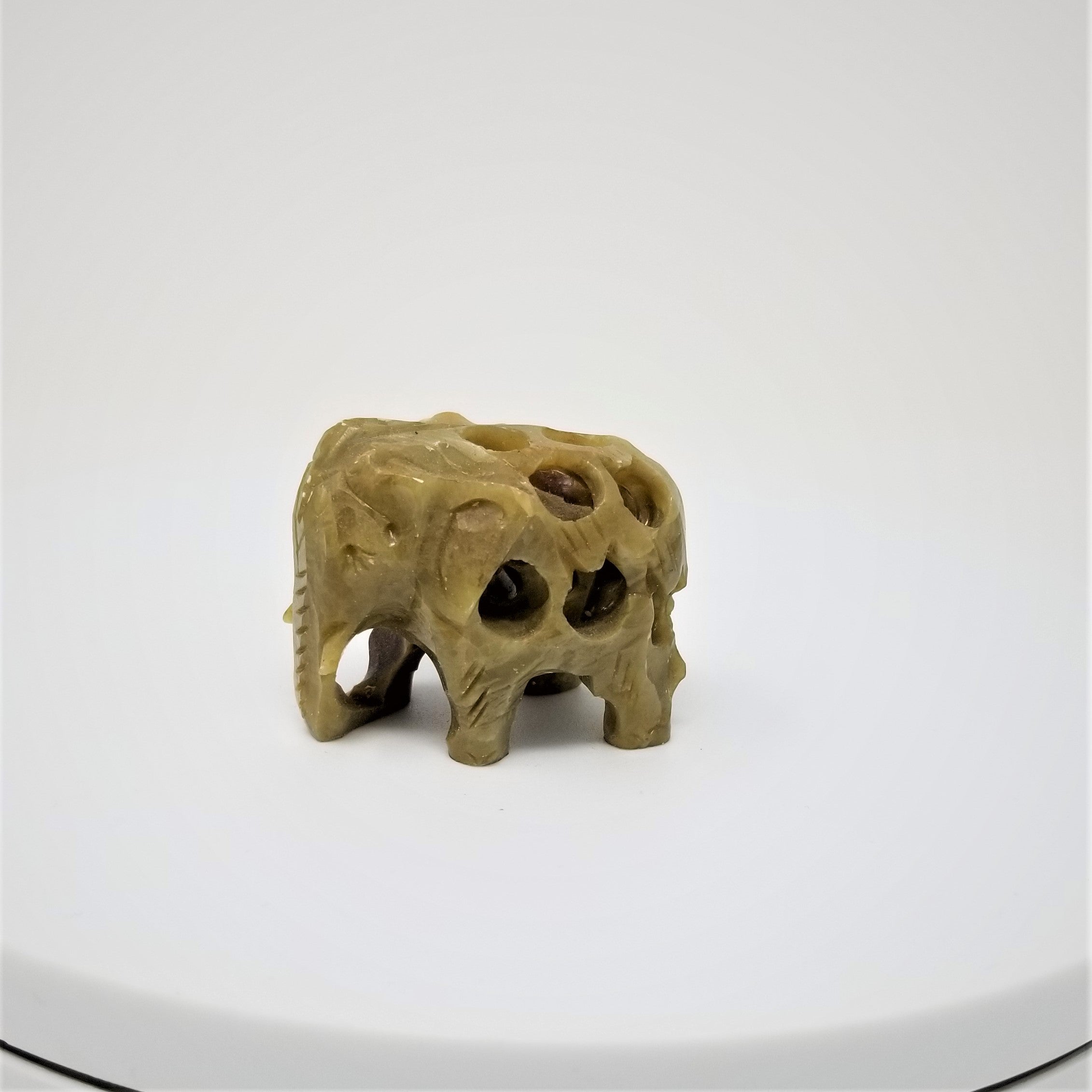 Vintage Soap Stone Elephant with baby Elephant inside Miniature Figurine