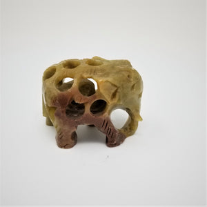 Vintage Soap Stone Elephant with baby Elephant inside Miniature Figurine