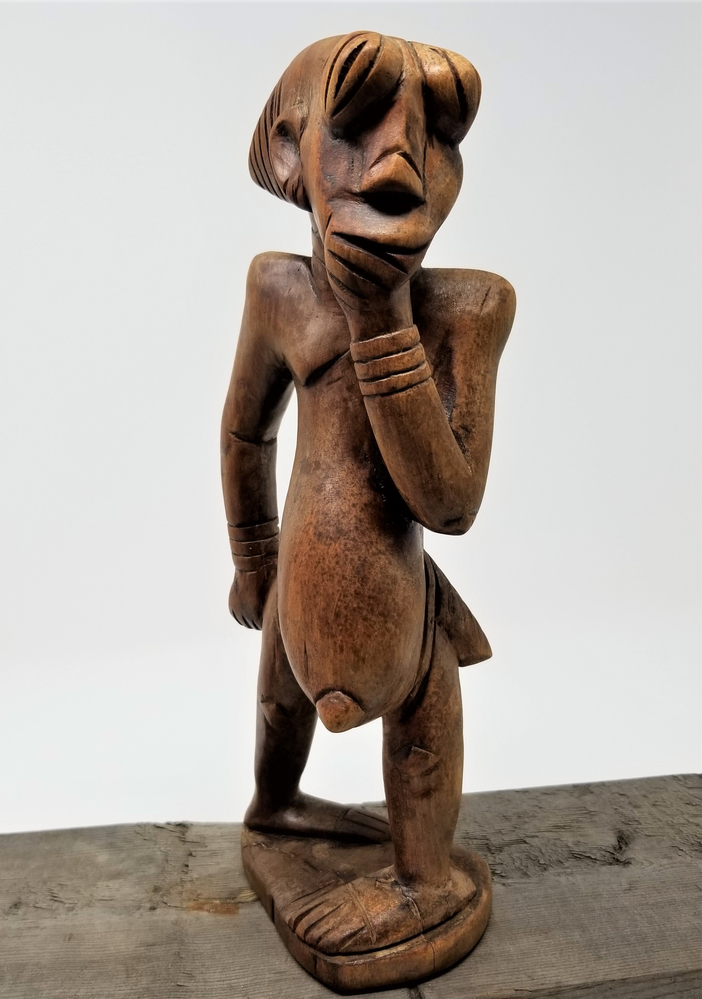 Vintage African Art Figurine Unique Carve Wood