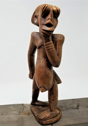 Vintage African Art Figurine Unique Carve Wood