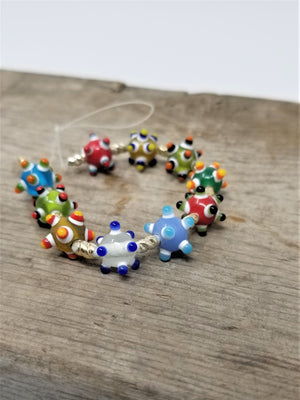 Handmade Bumpy Lampwork Beads Brilliant Colors