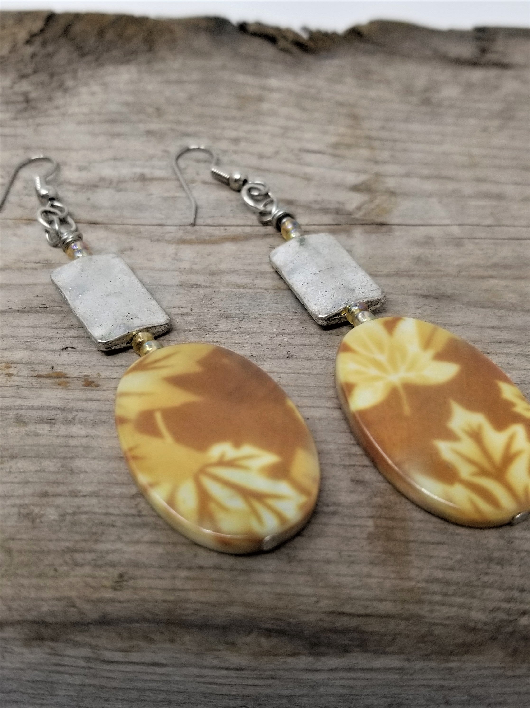 Exotic Long Dangle Earrings with Mother of Pearl