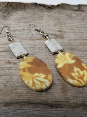 Exotic Long Dangle Earrings with Mother of Pearl