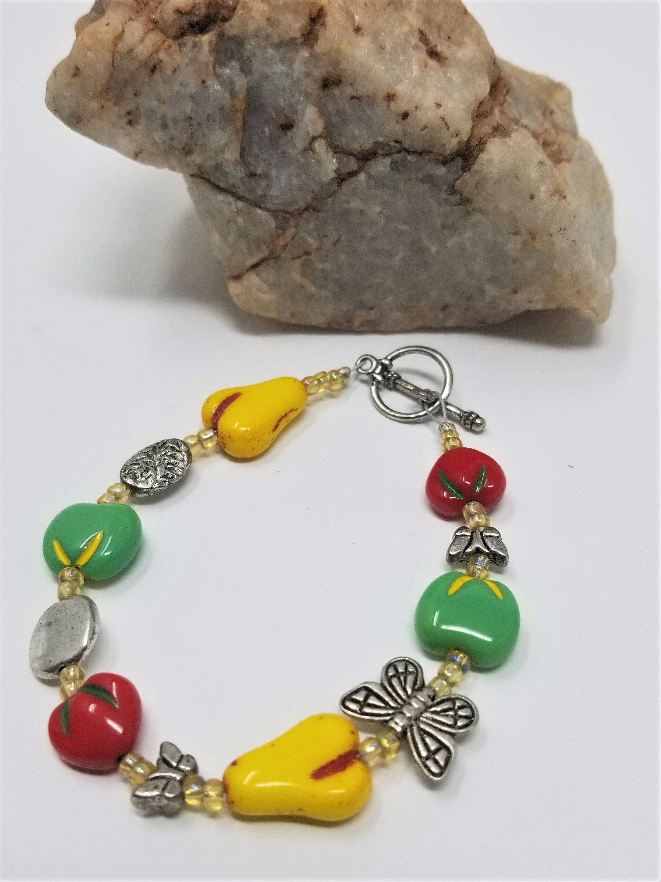 Handmade Fruit Bead Bracelet Czech Glass Beads Butterflies too