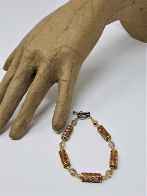 Beautiful Hand Enameled Bracelet with Czech Glass