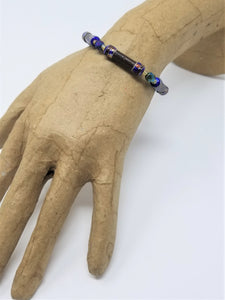 Handmade Serpentine Bracelet With Hand Enameled Ends