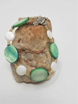 Sweet Mint Green Mother of Pearl Bracelet Handmade