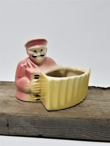Vintage Planter Man with Mustache playing accordion