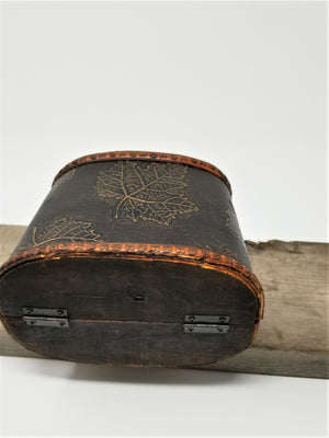 Vintage Wood Purse with Leather Trim