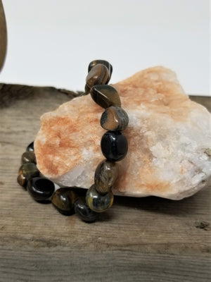 Natural Stone Slide on Bracelets Tiger Eye, Snow Flake Obsidian, Pitcher Jasper, Gold stone
