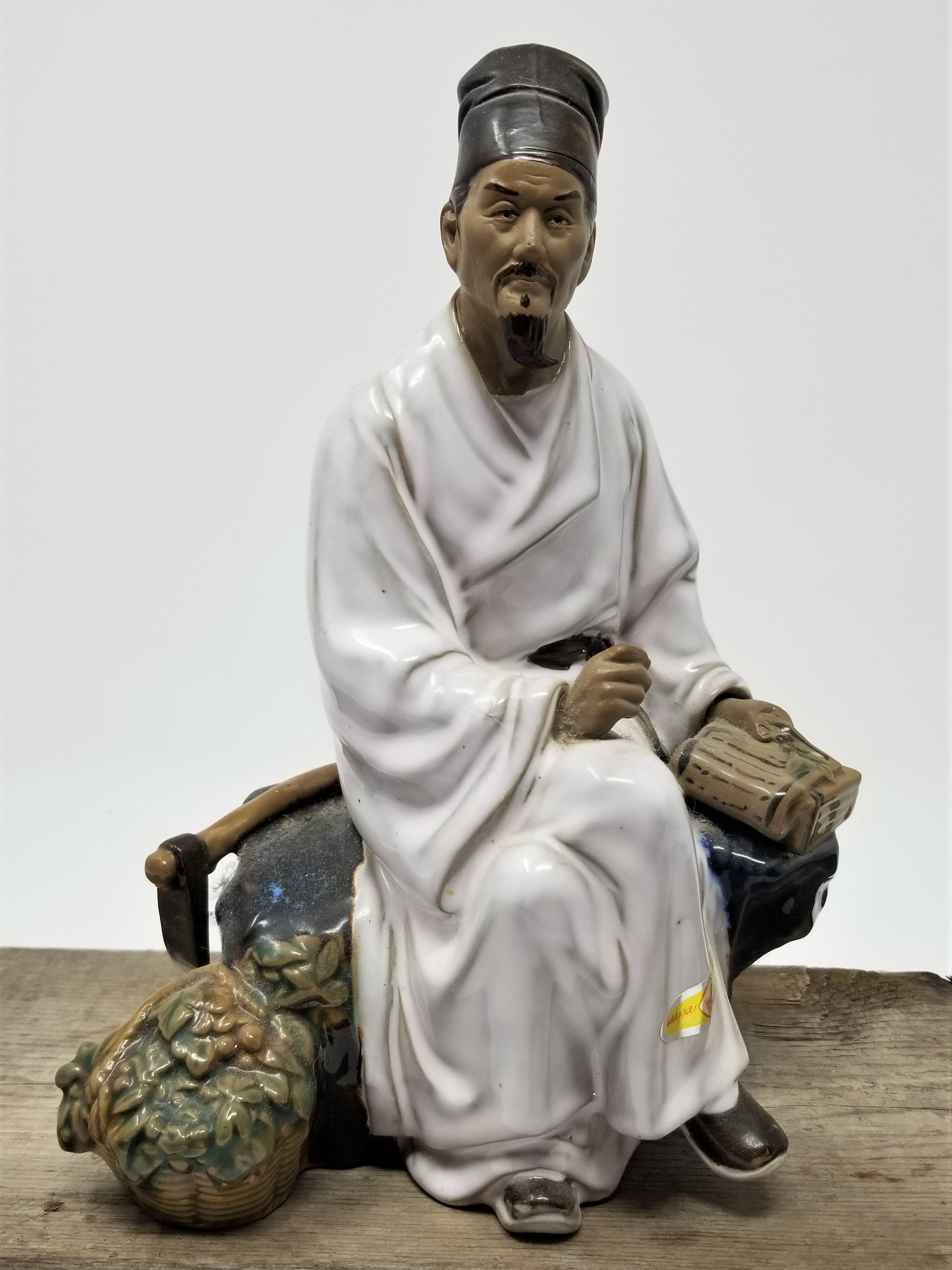 Vintage Seated Scholar Mudman Figurine