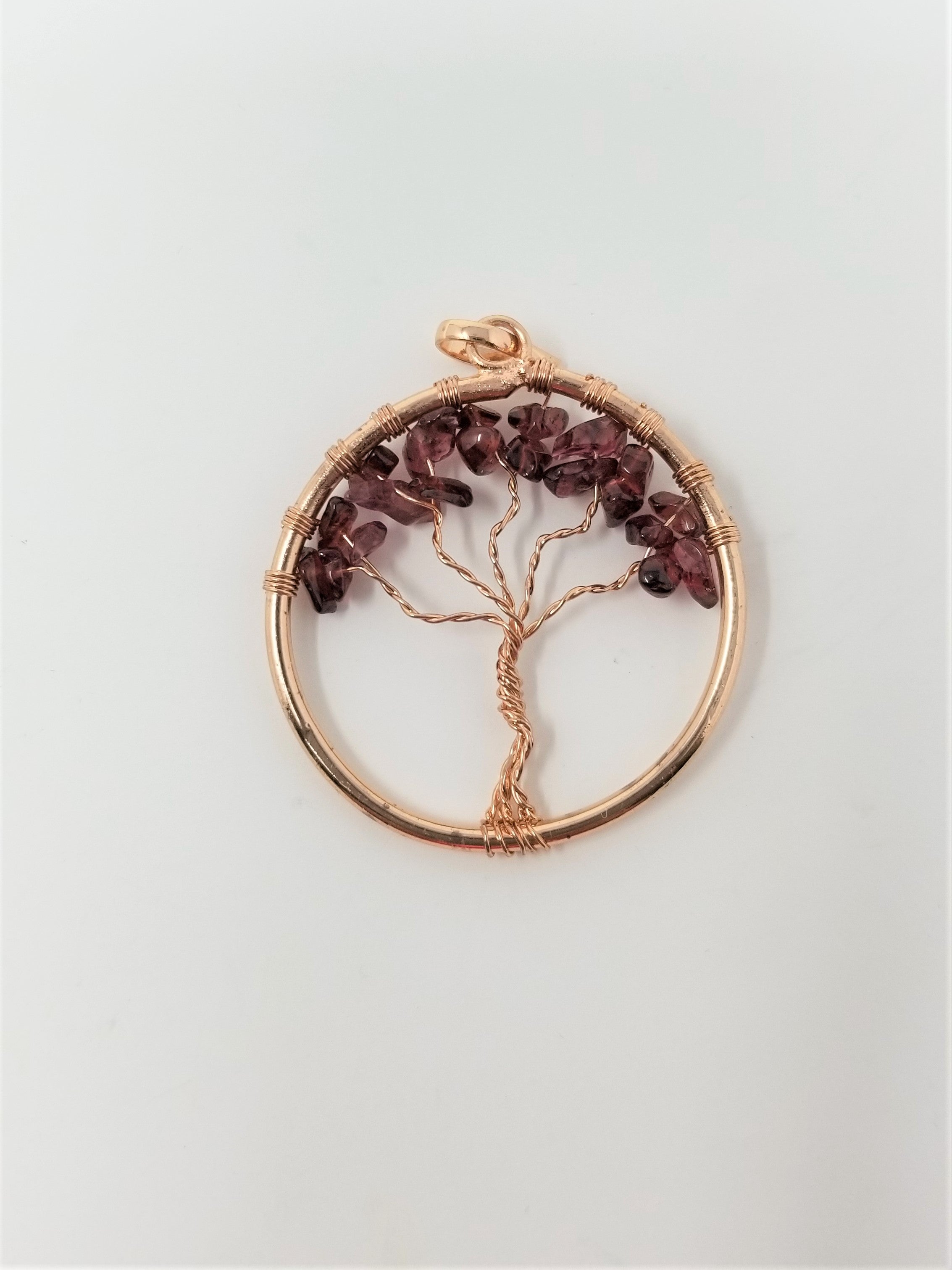 Tree of Life Pendant in Rose Gold Moonstone, Tiger eye, Apatite,Topaz, Tourmaline, Rose Quartz, Peridot