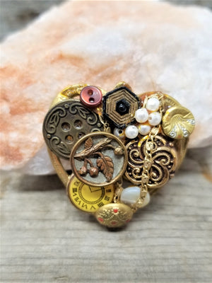 Adorable Handmade pin with Vintage Buttons