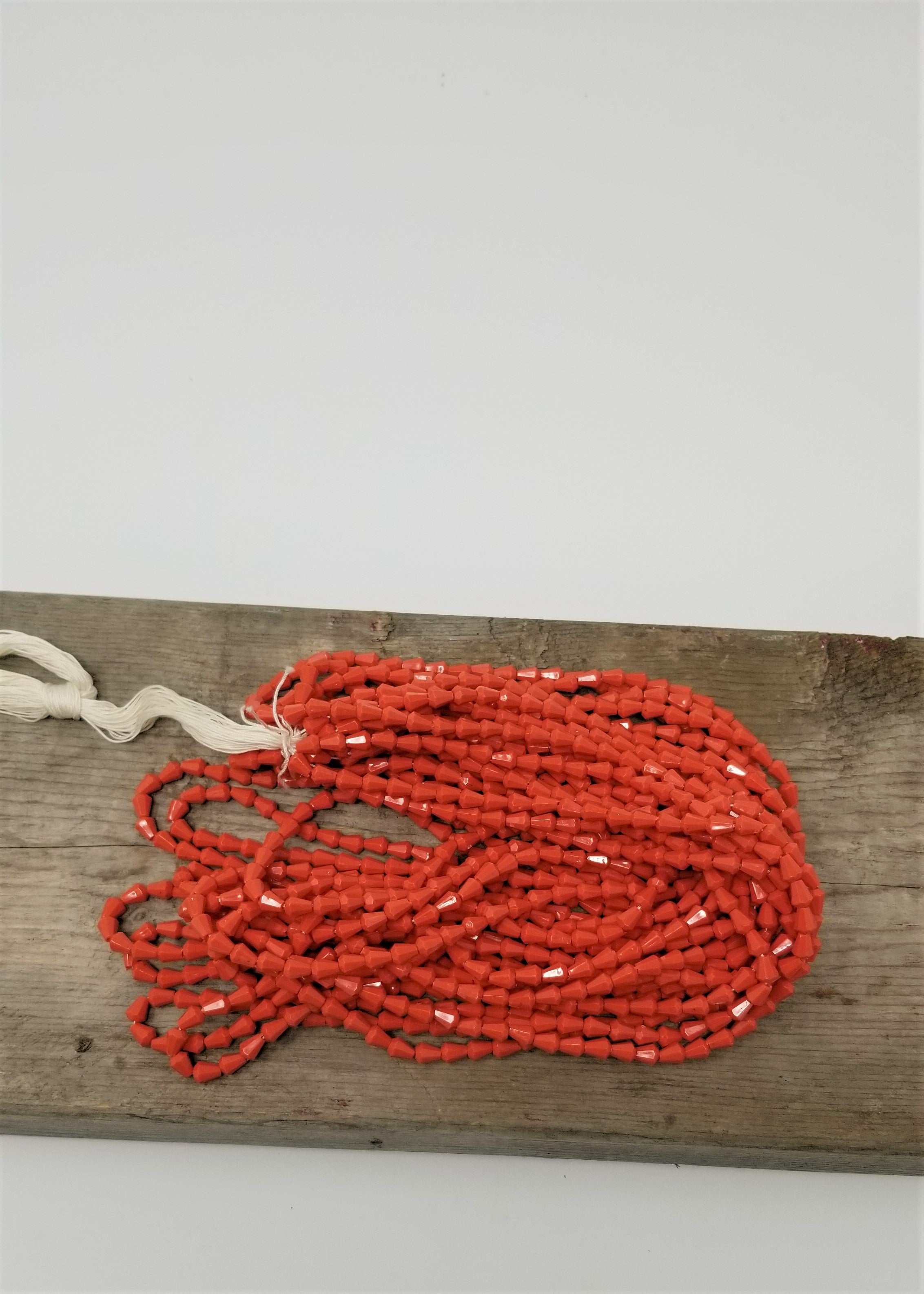 1200 Vintage Lucite Beads Orange-Red Bell Shape Faceted