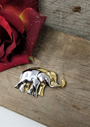 Modern Gold and Silver Elephant Pin Stunning! Claiborne