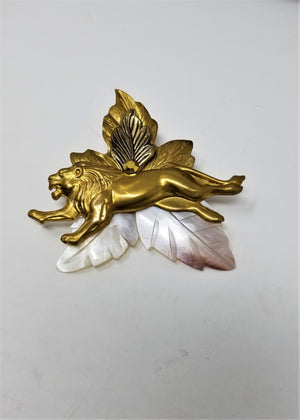Running Lion with Mother of Pearl Pin