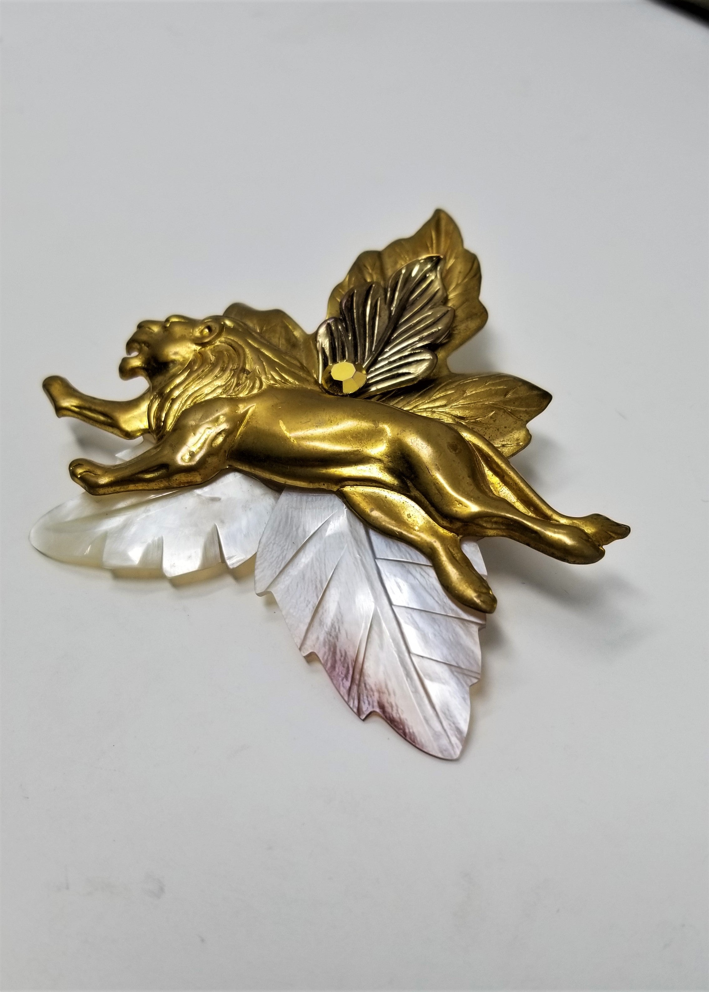 Running Lion with Mother of Pearl Pin